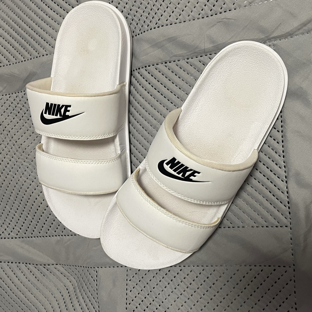 Kids White Nike Slides